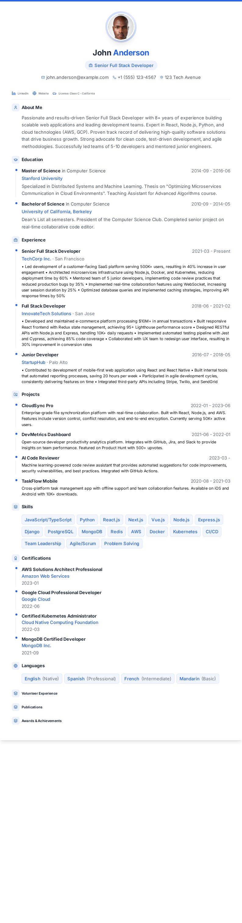 Fresh Start resume template