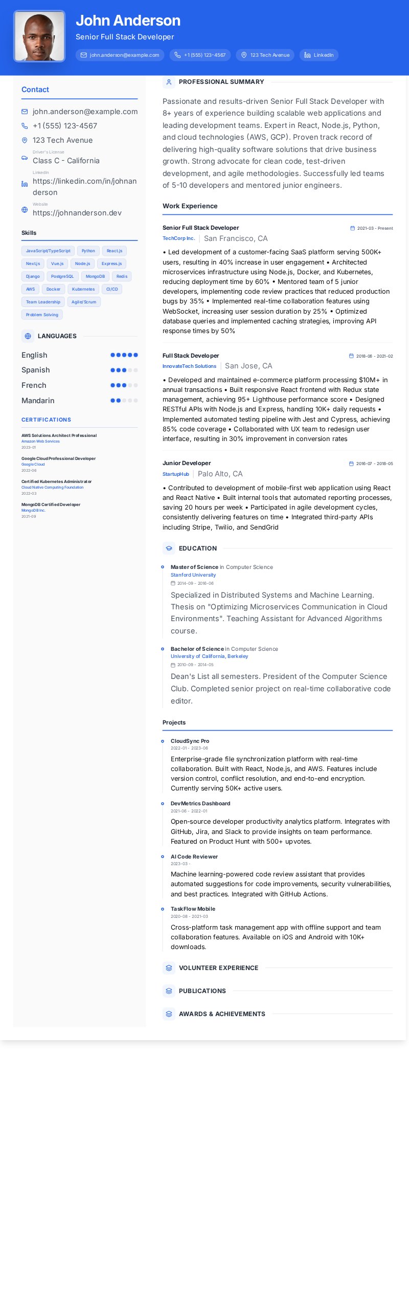 Modern Sidebar resume template