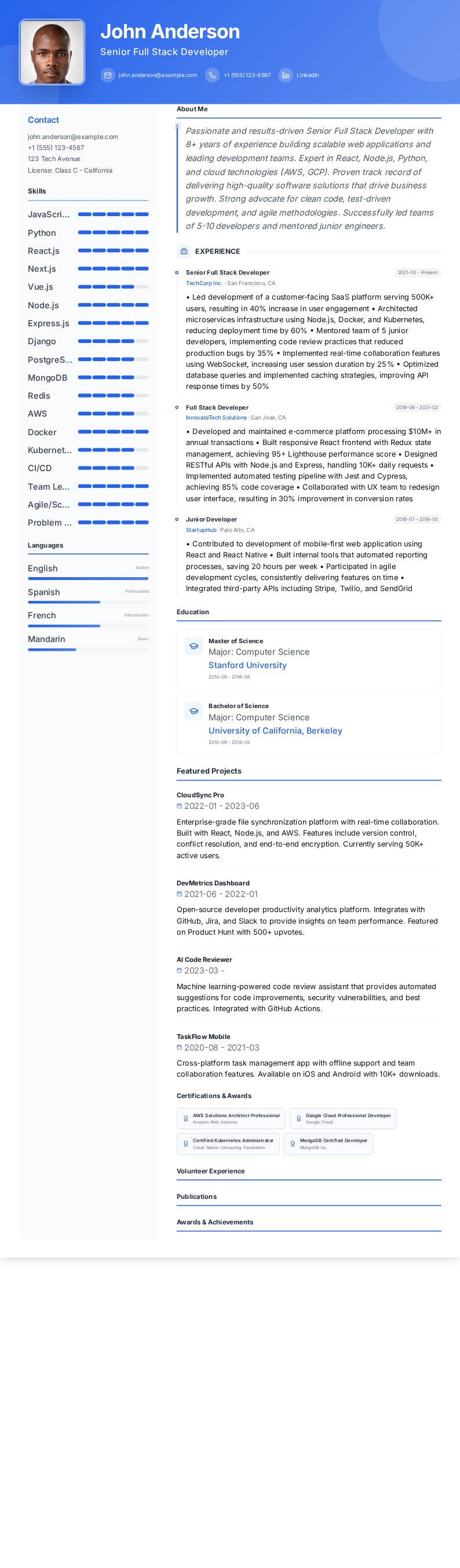 Executive resume template