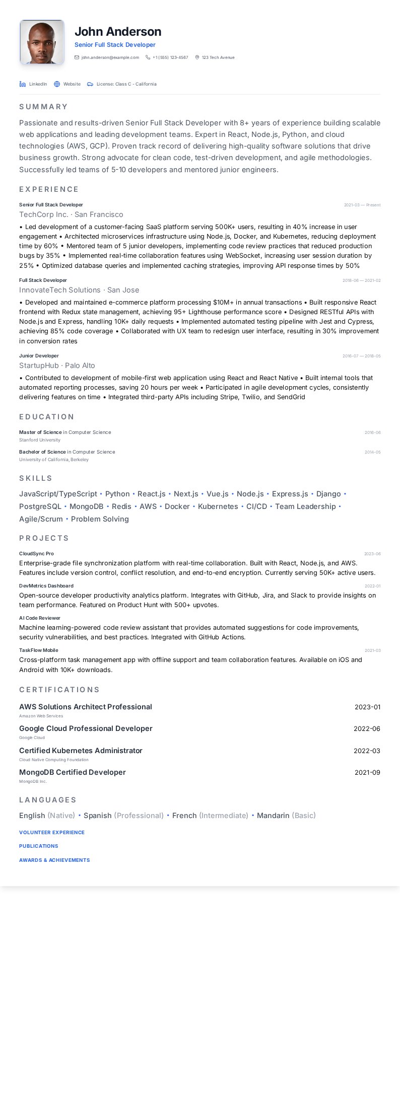 Minimalist resume template